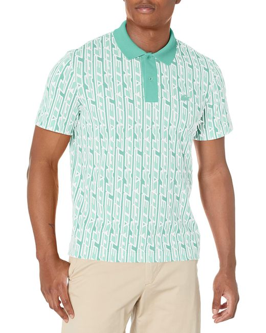Lacoste Blue Contemporary Collection's Short Sleeve Regular Fit Graphic Print Polo Shirt for men