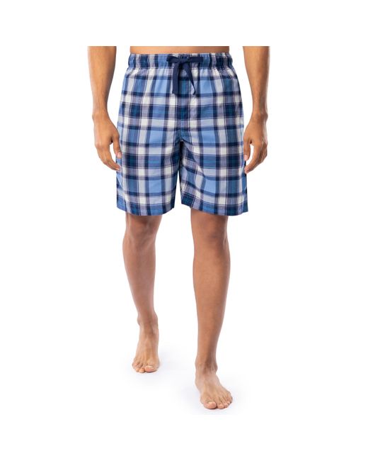 Izod Blue Relaxed Fit Printed Poplin Drawstring Sleep Shorts for men