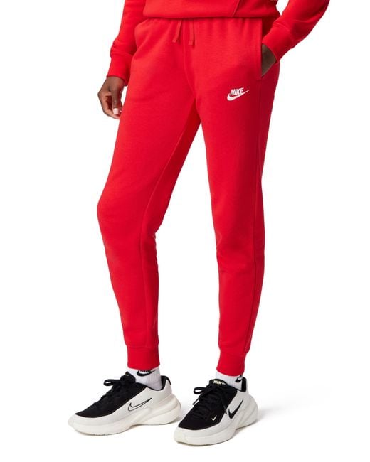 Nike Red Sportswear Club Fleece Mid-rise joggers