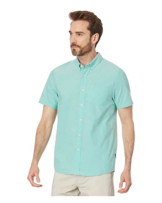 Volcom Blue Everett Oxford Short Sleeve Shirt for men