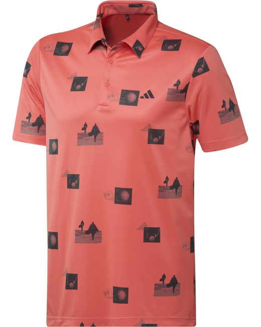 Adidas Pink Allover Printed Polo Shirt for men