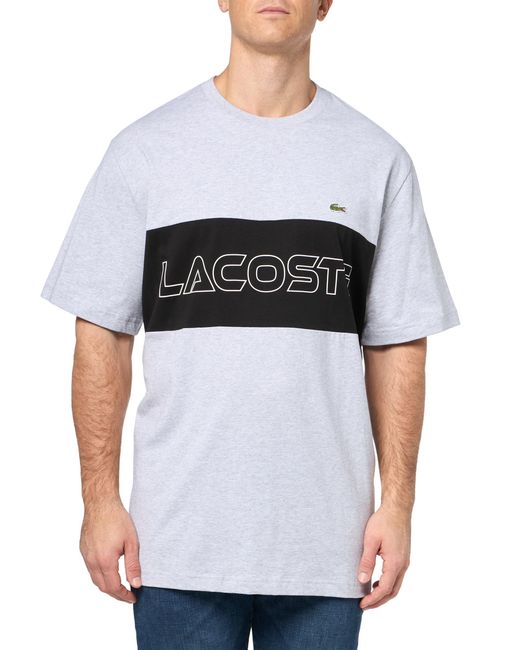 Lacoste White Big Fit Crew Neck Short Sleeve Regular Fit Branding T-shirt for men