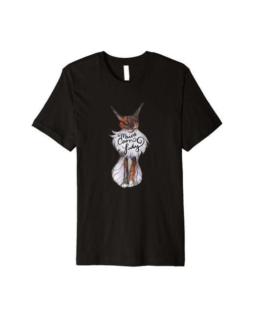 Caterpillar Maine Coon Lady Premium Tshirt in Black Lyst