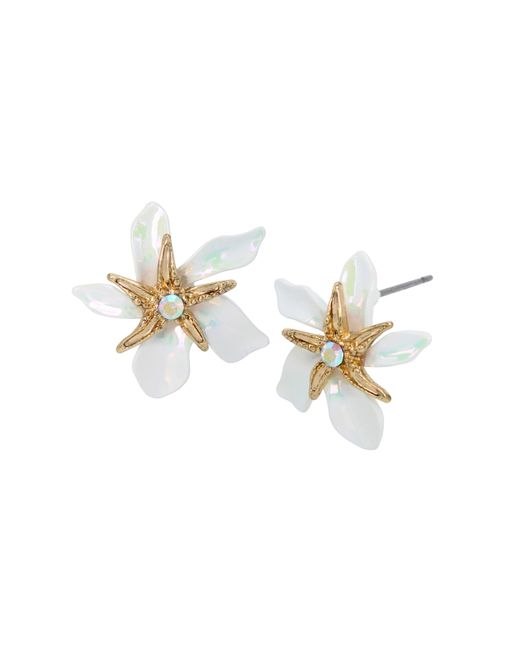 Betsey Johnson Metallic S Starfish Flower Stud Earrings