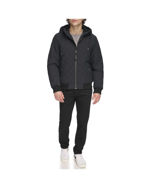 Levi's Black Diamond Quilted Hoody Bomber With Sherpa Lining for men