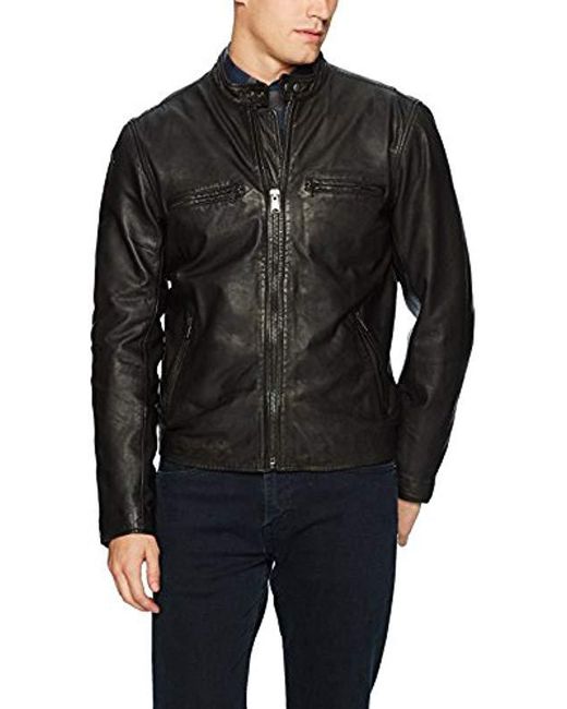 Lucky Brand Black Triumph Tiger Bonneville Leather Jacket for men