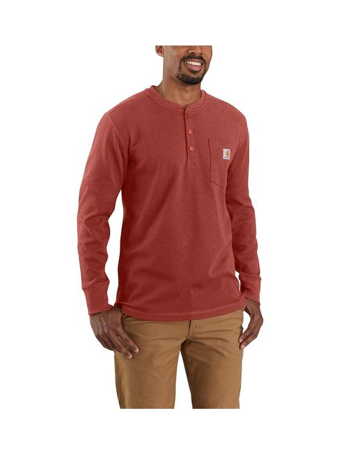 Carhartt Red Big & Tall Relaxed Fit Heavyweight Long-sleeve Henley Pocket Thermal Shirt for men