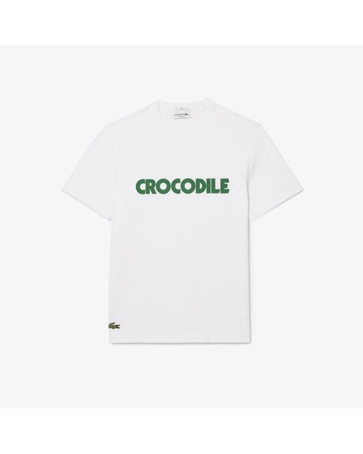 Lacoste White Short Sleeve Relaxed Fit Tee Shirt W/crocodile Wording