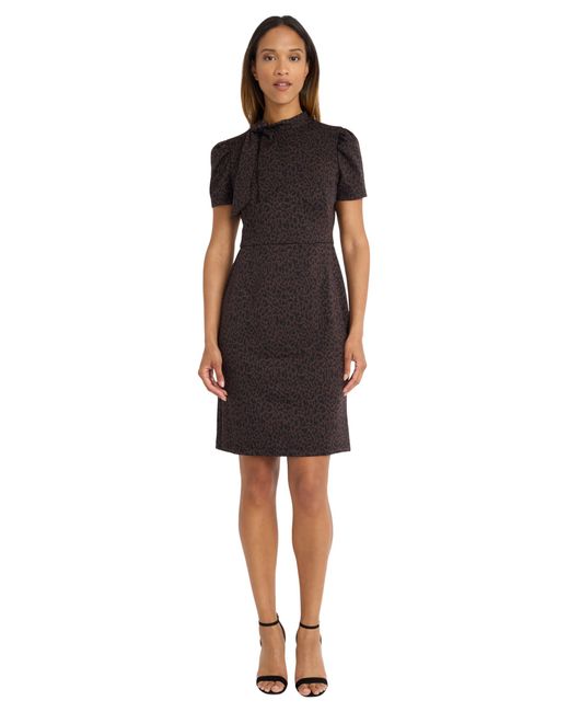Maggy London Black Tie Neck Midi Dress