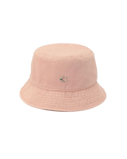 COACH Pink Quilted Denim Bucket Hat