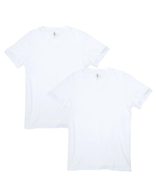 American Apparel White Cvc V-neck T-shirt
