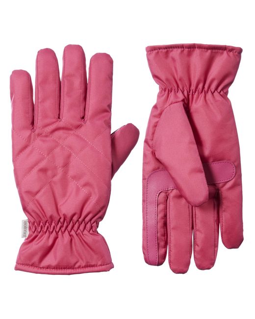 Isotoner Sleekheat Gloves With Gathered Wrist in Pink Lyst