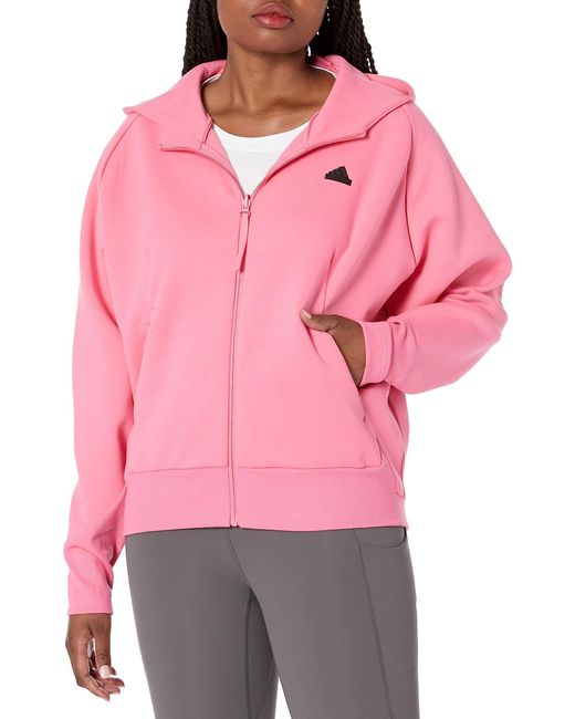 adidas pink zip hoodie