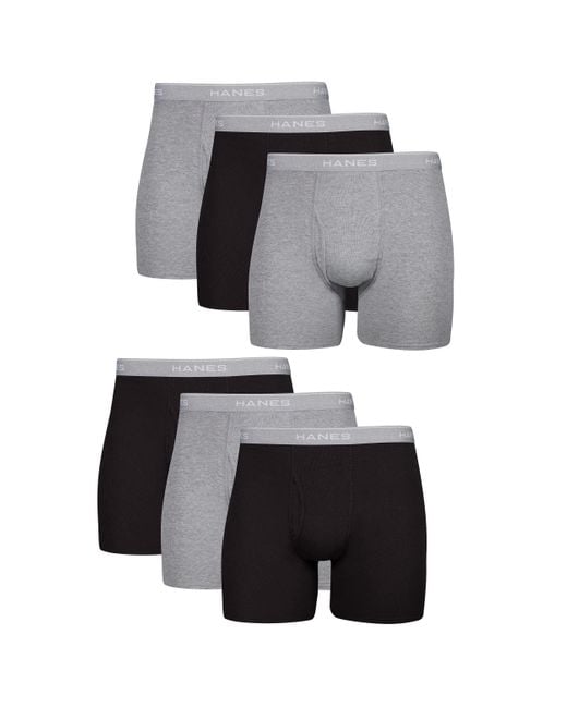 Hanes Underwear Boxer Briefs Pack in Gray for Men Lyst
