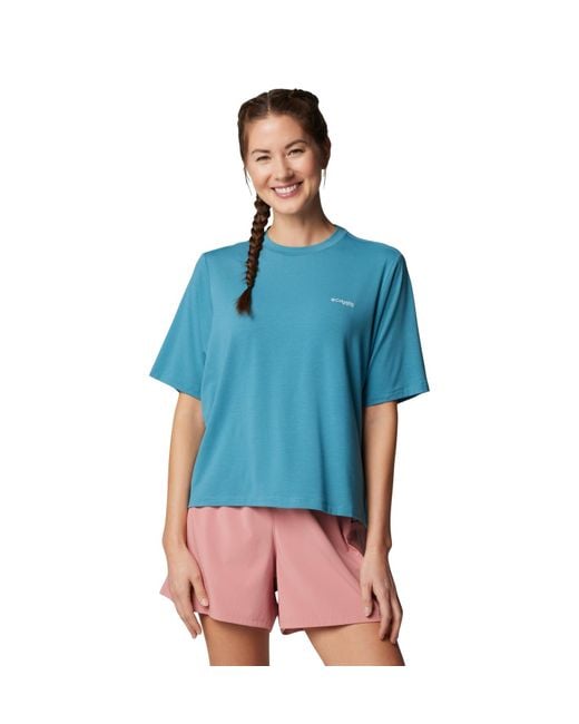 Columbia Blue Pfg Uncharted Tech Tee Short Sleeve