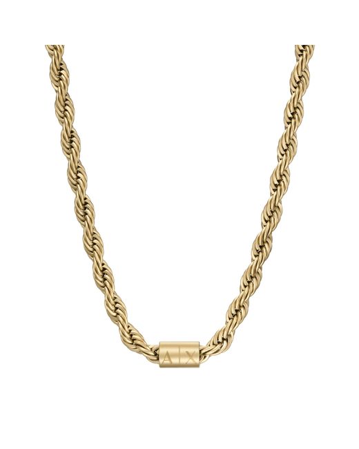 Emporio Armani Metallic Armani Exchange Gold-tone Stainless Steel Chain Necklace for men