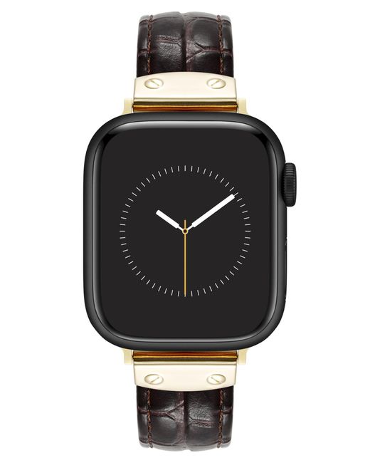 Anne Klein Black Leather Fashion Band For Apple Watch Secure