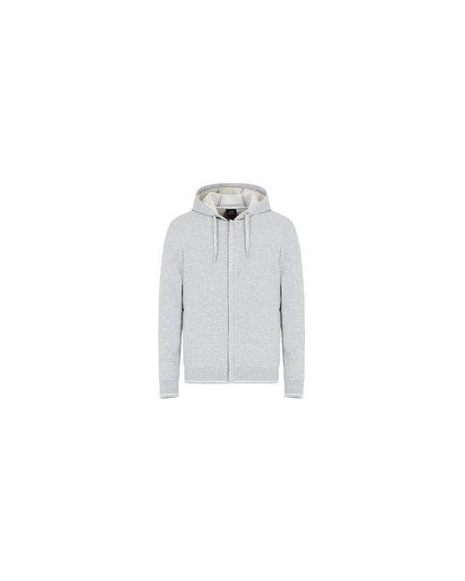 Emporio Armani White A|x Armani Exchange Mens A|x Armani Exchange Logo Zipper Full Zip Hooded Sweatshirt for men