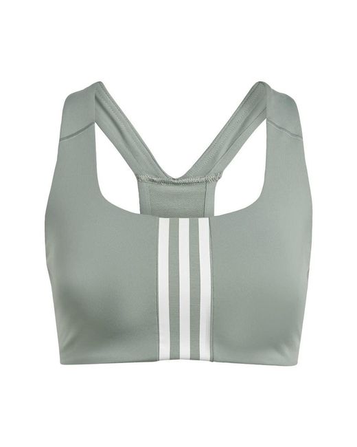 Adidas Green Training Medium Support Better 3-stripes Bra