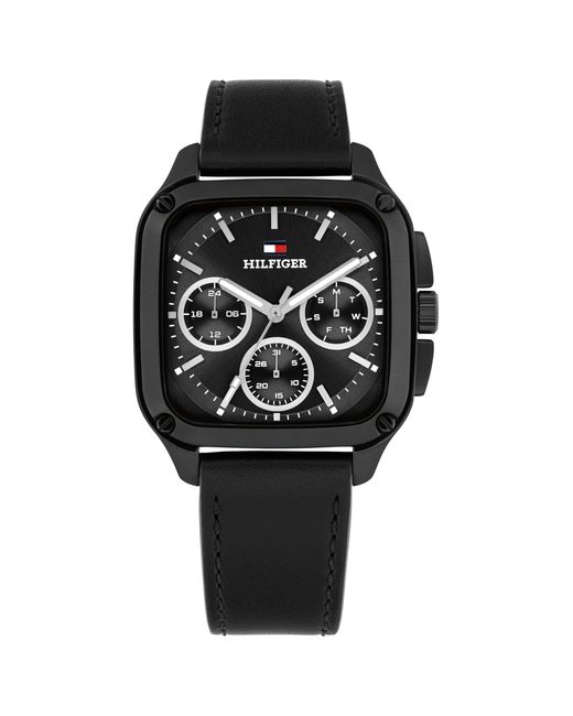 Tommy Hilfiger Black Multifunction Quartz Watch – 37x39mm Tank for men