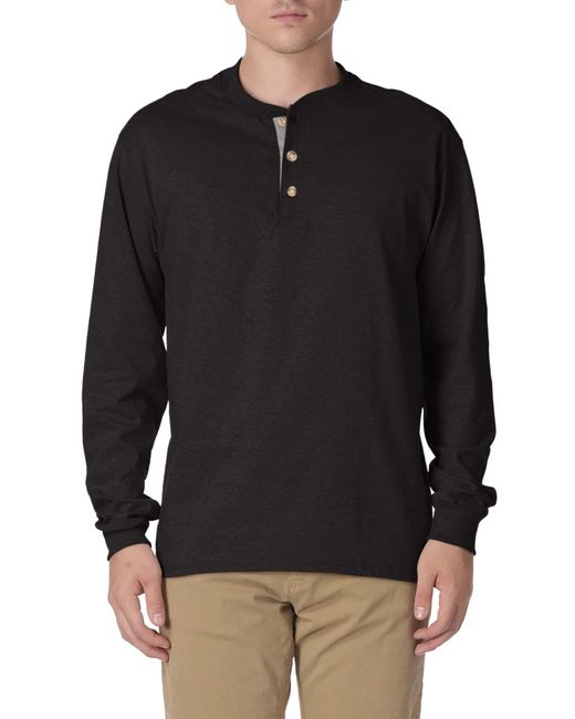 Hanes Cotton Long-sleeve Beefy Henley T 