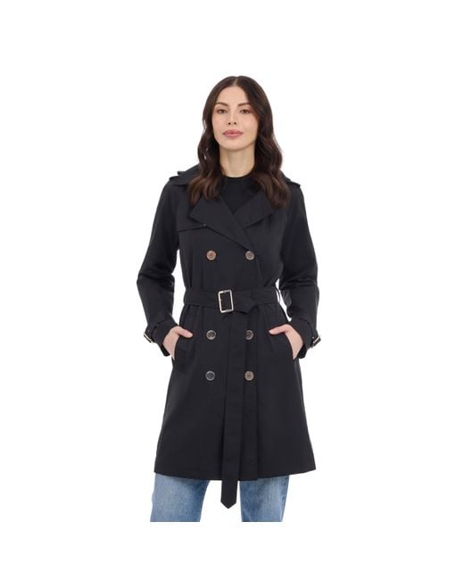 Michael Kors Women's Black Double Button Trench Coat With Belt And