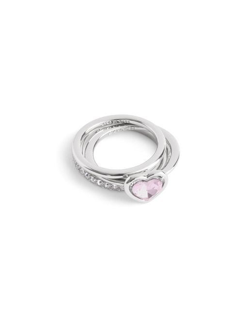 COACH Metallic Halo Heart Stackable Ring Set