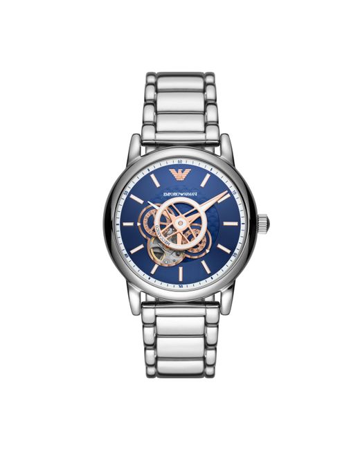 Emporio Armani Metallic Automatic Silver Stainless Steel Bracelet Watch for men