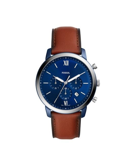 Fossil Neutra Quartz Stainless Steel And Leather Chronograph Watch in ...