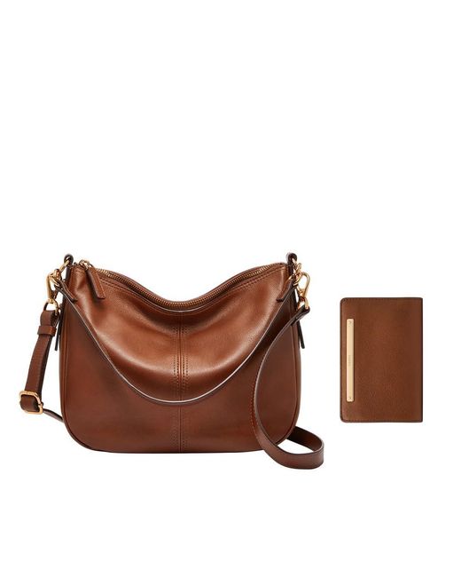 Fossil Brown Jolie Leather Crossbody Purse Handbag Liza Leather Wallet Multifunction