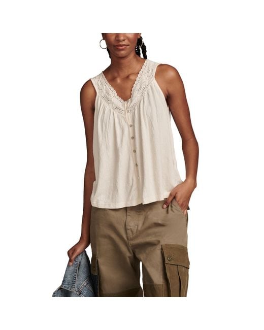 Lucky Brand Brown Lace Trim Tank