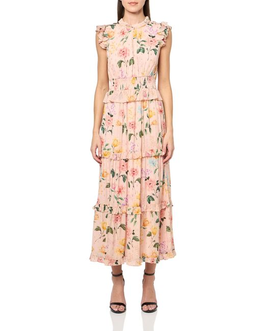 Shoshanna Pink Midnight Almada Flora Print Maren Dress