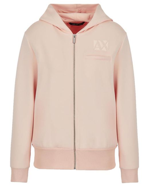 Emporio Armani Pink A | X Armani Exchange Nylon Viscose Stretch Scuba Zip Up Sweatshirt