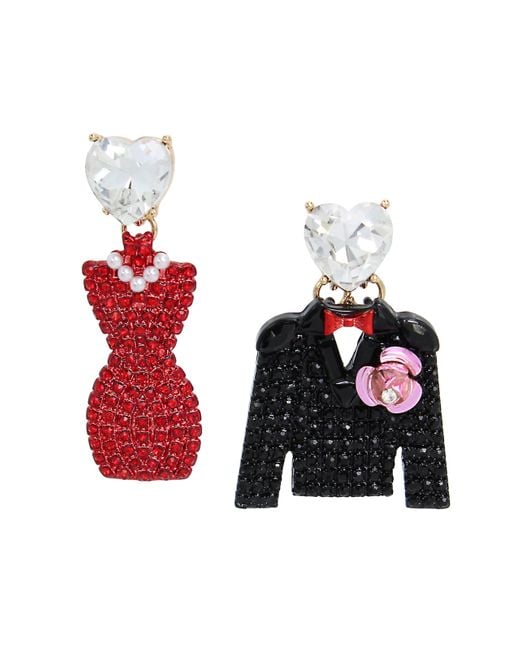Betsey Johnson Red S Going All Out Mismatch Earrings