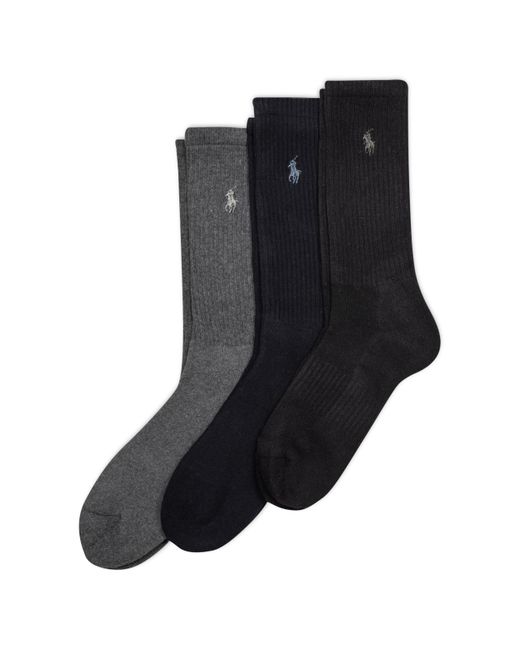 Polo Ralph Lauren Black Pp Rib Crew Sock 3 Pair Pack for men
