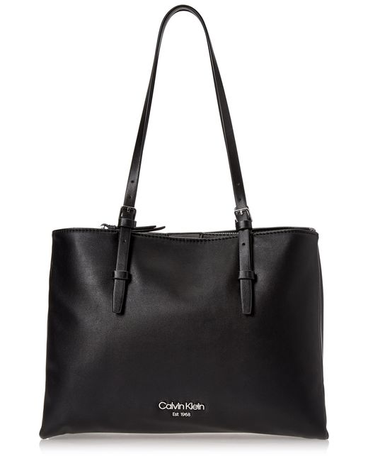 Calvin Klein Penny Triple Compartment Tote in Black | Lyst