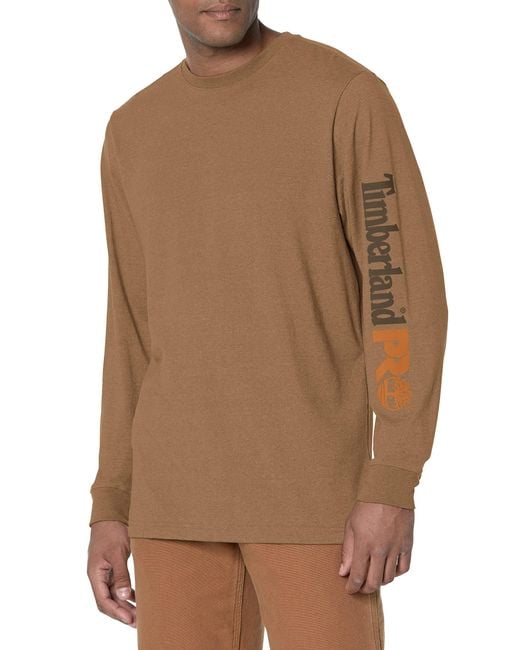 Timberland Brown Base Plate Blended Long-sleeve T-shirt With Logo for men