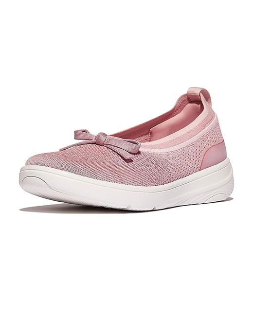 Fitflop Pink Super-q Bow Knit Ballet Flats