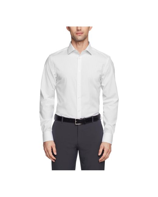 Calvin Klein White Dress Shirt Slim Fit Refined Cotton Stretch for men