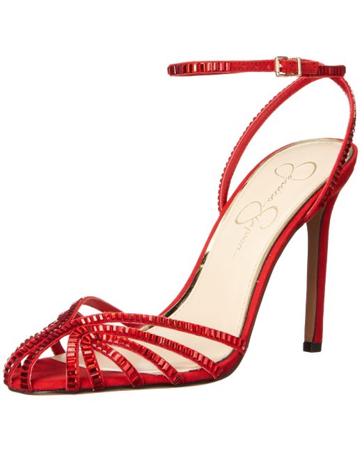 Jessica Simpson Jileta High Heel Heeled Sandal in Red | Lyst