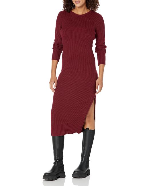Calvin Klein Alltags Langarm Rundhals Kleid mit Seitenschlitz Reißverschluss  Pullover in Rot | Lyst DE