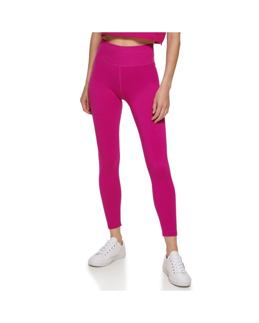 Calvin Klein Pink Performance Thin Rib High Waist 7/8 Length Tight Leggings