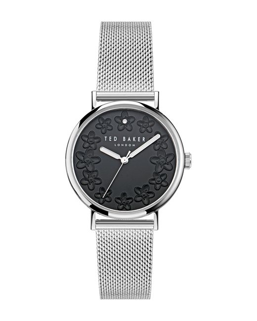 Ted Baker Gray Phylipa Blossom Ladies Silver Mesh Band Watch