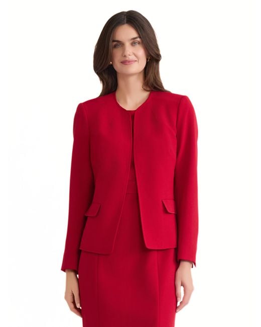Kasper Plus Size Stretch Crepe Open-front Blazer in Red Lyst