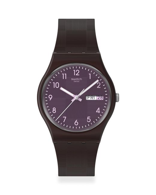 Swatch Purple Casual Watch Brown Bio-sourced Quartz Weaving Wonders