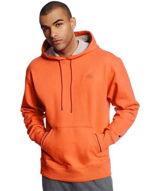 Champion Powerblend Fleece Hoodie in Orange for Men | Lyst