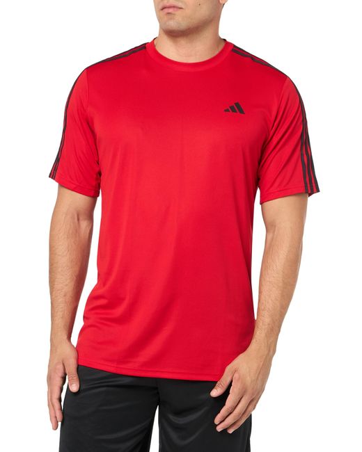 Adidas Red Essentials 3-stripes Training T-shirt for men