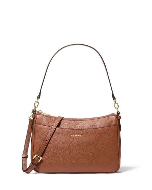 Michael Kors Brown Jet Set Medium Top Zip Pochette Crossbody Bag