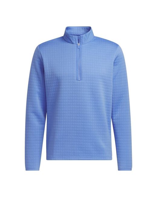Adidas Blue Golf S Durarble Water Repellent Quarter Zip Pullover for men