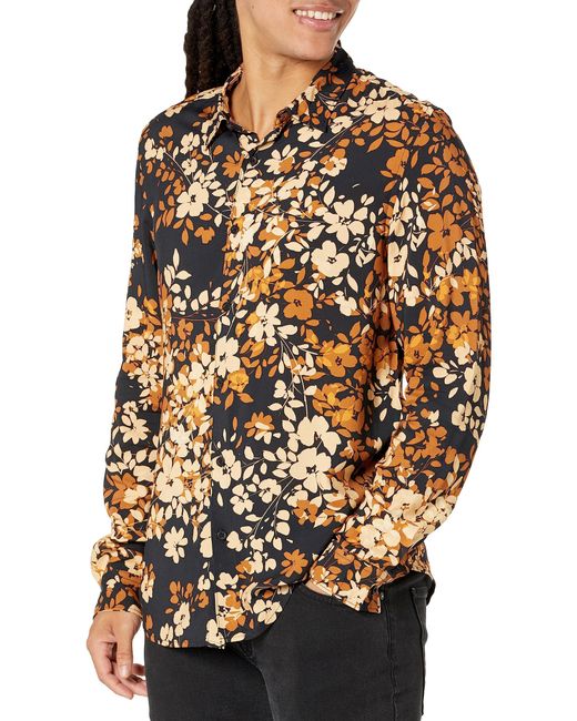 Guess Black Long Sleeve Eco Rayon Urban Bloom Shirt for men